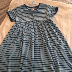 Hanna Anderson size 10 blue on blue striped dress